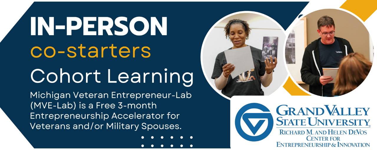 MVE LAB FREE VETERANS ENTREPRENEURS ACCELERATOR WEBSITE BANNER IN PERSON CO-STARTERS COHORT LEARNING WITH PICTURES OF THE MVE LAB PARTICIPANTS 